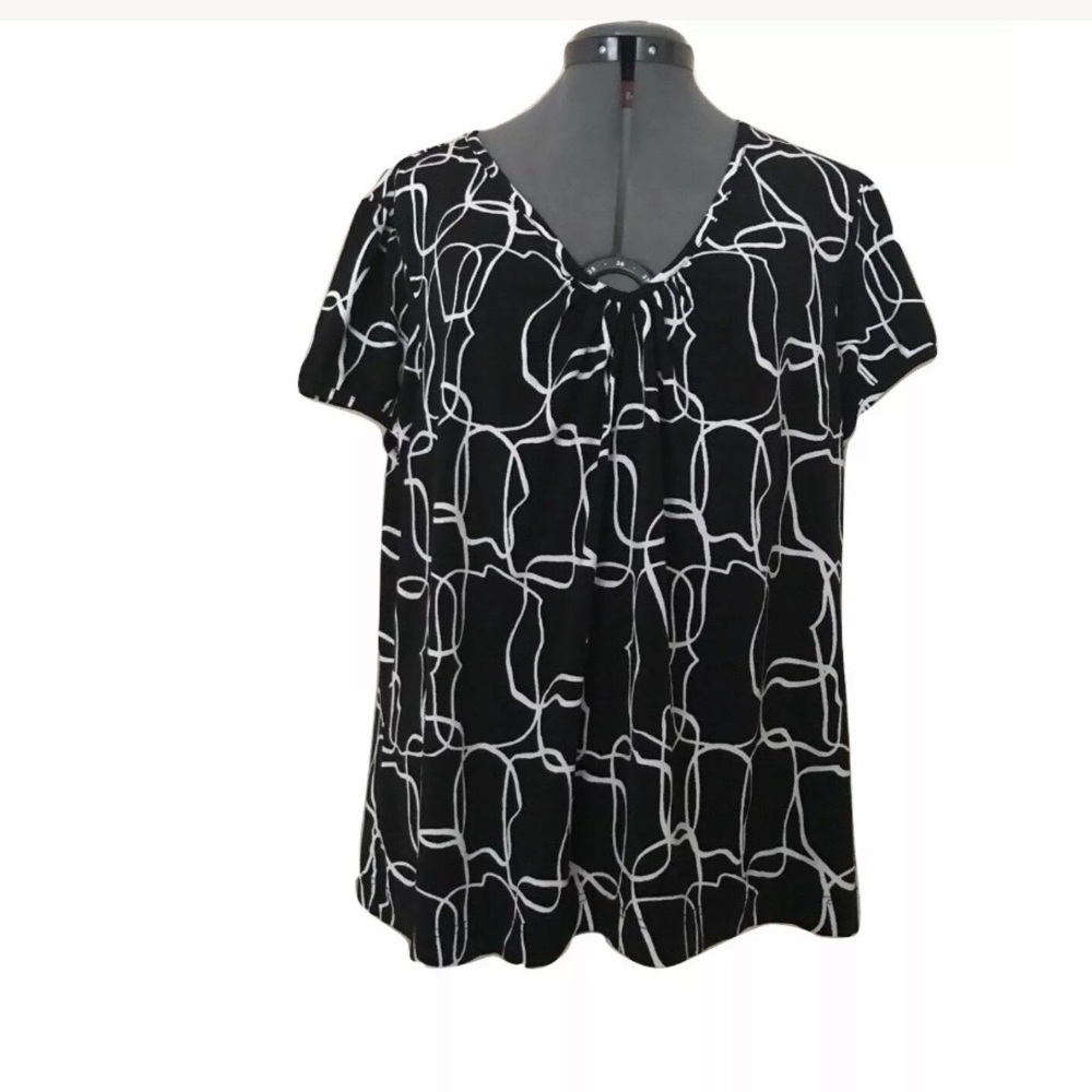 Worthington Top Size Large Black Pullover Tunic